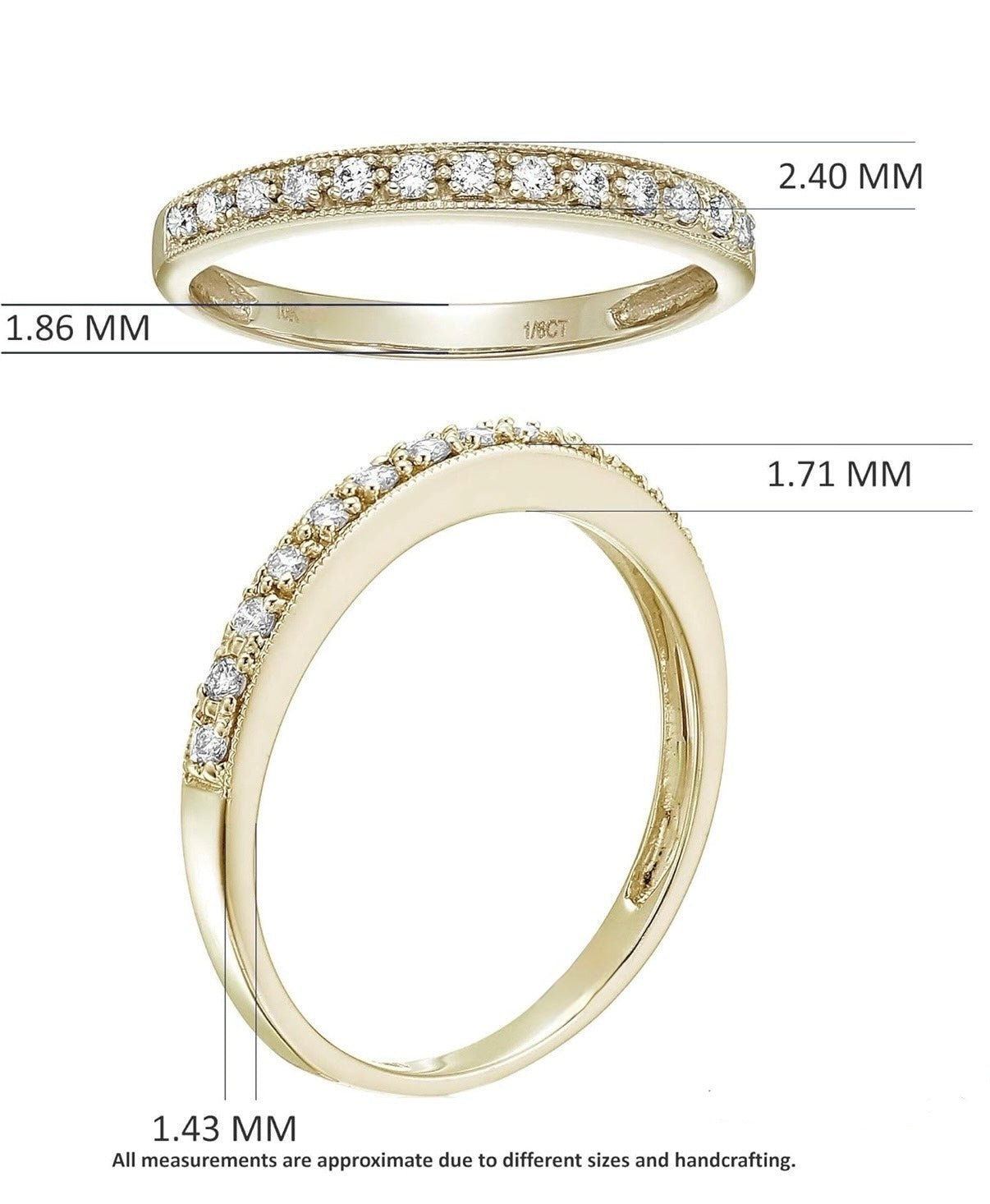 Vaows Protettrice 10k Gold Natural Diamonds Wedding Band