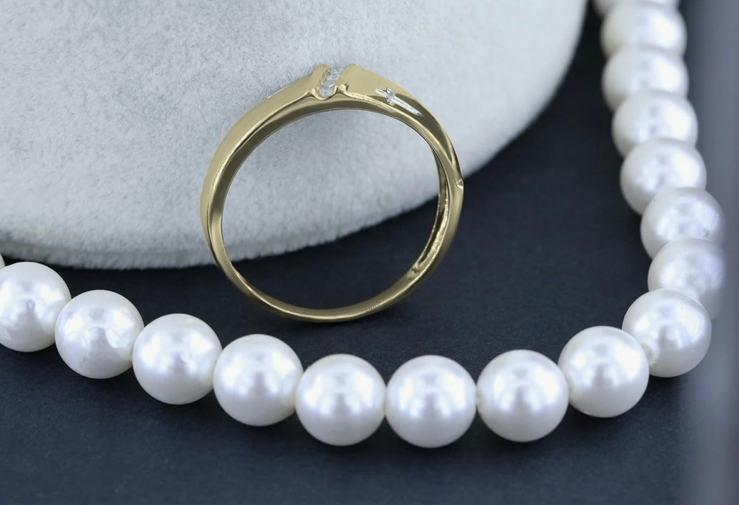Prescelto Ring 10k Gold Natural Diamonds Vaows Galleria