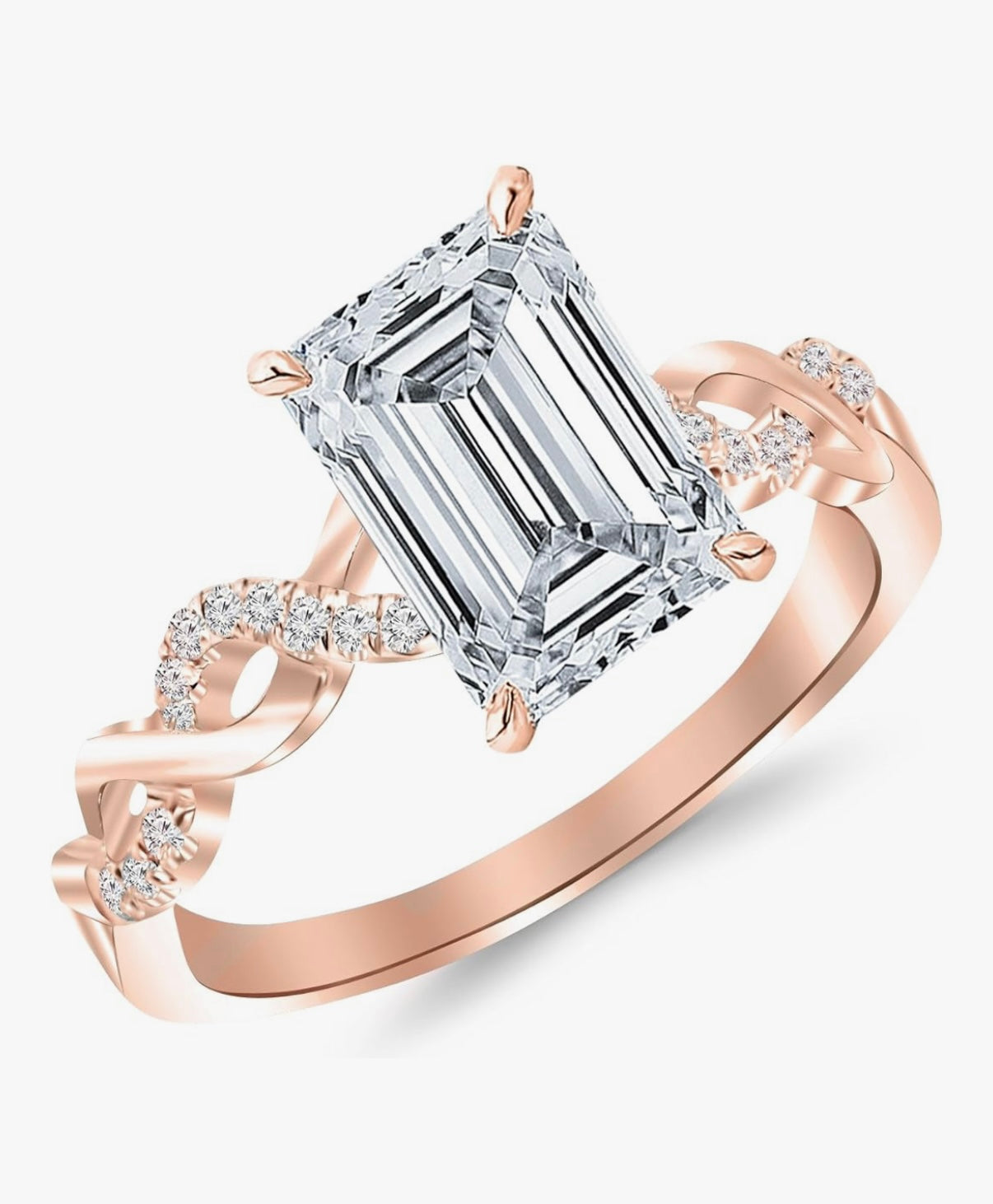 Affilata Rose Emerald Cut Diamond Engagement Ring VVS1 VVS2 Certification