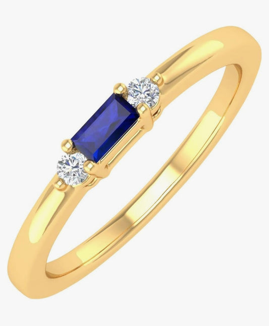 The “Lusso” 0.12CT blue sapphire and diamond 10k gold