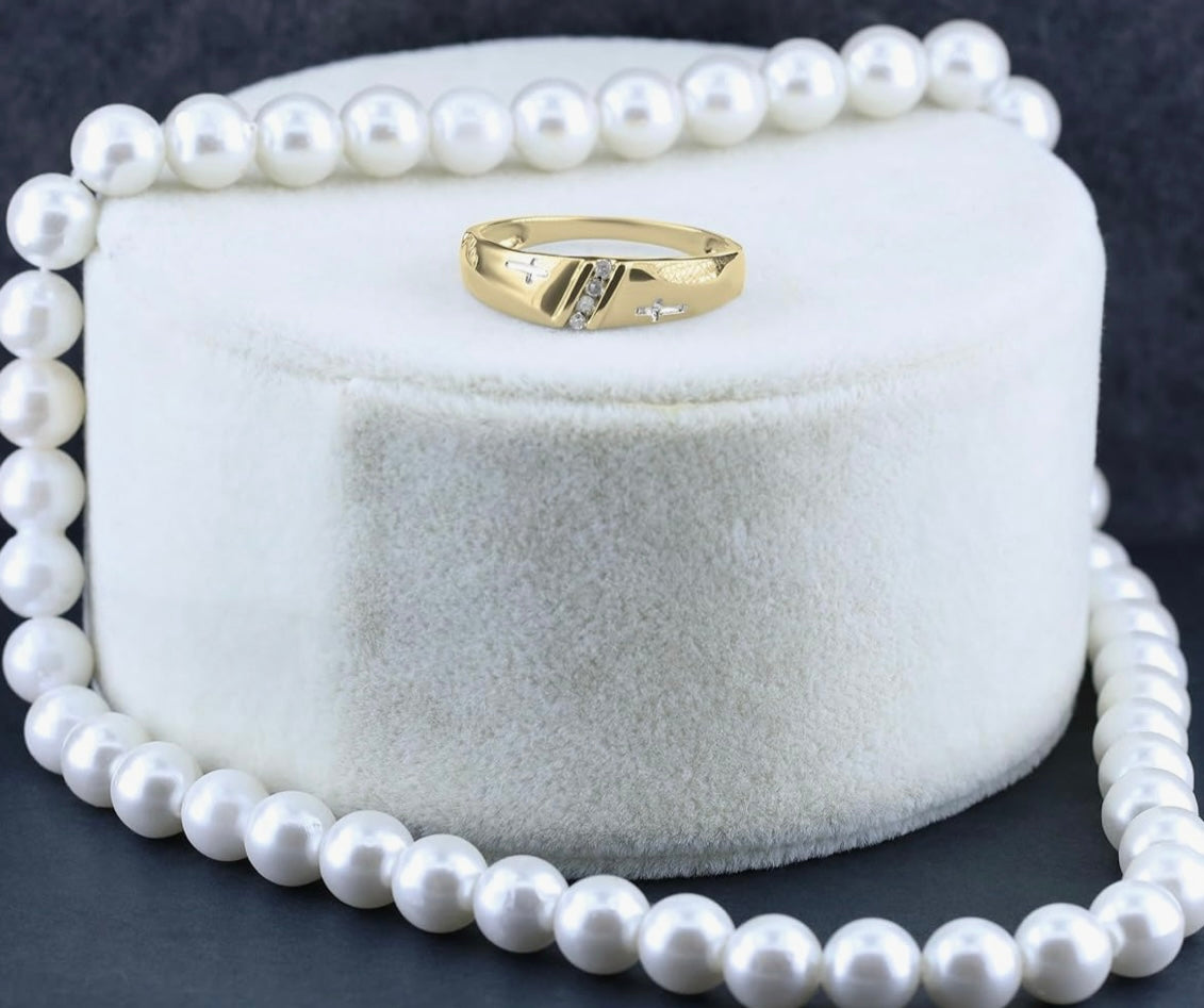 Prescelto Ring 10k Gold Natural Diamonds Vaows Galleria