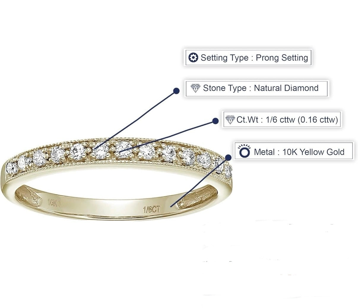 Vaows Protettrice 10k Gold Natural Diamonds Wedding Band