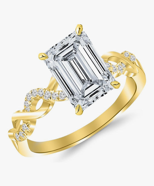 Affilata Yellow Emerald Cut Diamond Engagement Ring VVS1 Certified